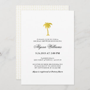 Invitación Elegante Ducha Nodal Faux Gold Palm Tree