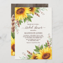 Invitación Elegante Ducha Nodal Rústica Boho Sunflower