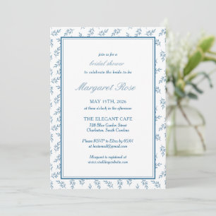 Invitación Elegante ducha nupcial clásica elegante del Blue G