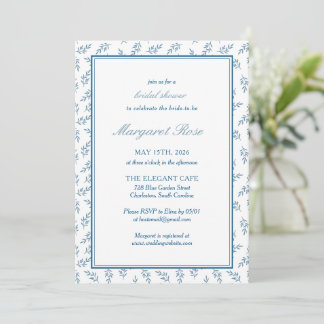 Invitación Elegante ducha nupcial clásica elegante del Blue G