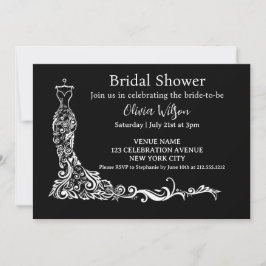 Invitación Elegante ducha nupcial con bata floral de boho neg