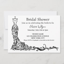 Invitación Elegante ducha nupcial con bata floral de boho neg