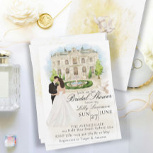 Elegante ducha nupcial con novia y lugar de Groom