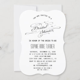 Invitación Elegante ducha nupcial de caligrafía blanca y negr