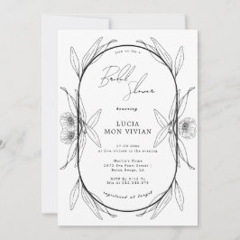 Invitación Elegante ducha nupcial de cápsula floral blanca y 