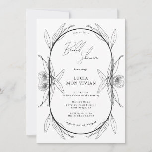 Invitación Elegante ducha nupcial de cápsula floral blanca y