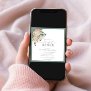 Invitación Elegante Ducha nupcial de color boho protea