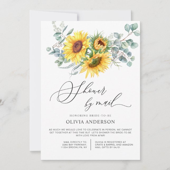 Invitación Elegante ducha nupcial de Eucalyptus por correo (Anverso)