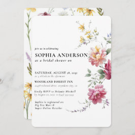 Invitación Elegante ducha nupcial de flores silvestres de Boh