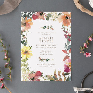 Invitación Elegante ducha nupcial de flores silvestres de Boh