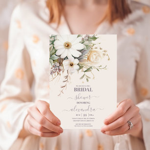 Invitación Elegante ducha nupcial de flores silvestres de Boh