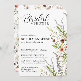 Invitación Elegante ducha nupcial de flores silvestres de Boh