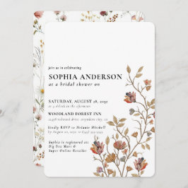 Invitación Elegante ducha nupcial de flores silvestres de Boh