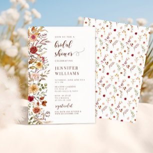 Invitación Elegante ducha nupcial de flores silvestres de Bor