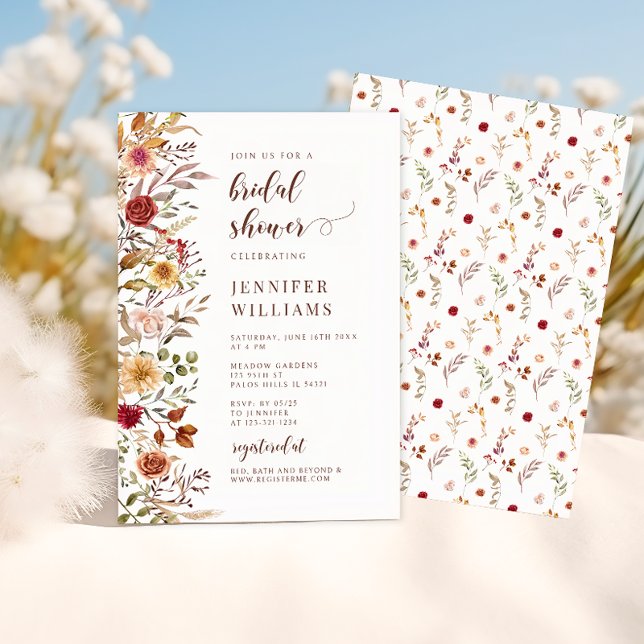 Invitación Elegante ducha nupcial de flores silvestres de Bor (Subido por el creador)
