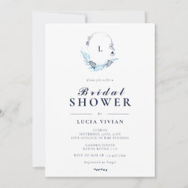 Invitación Elegante ducha nupcial de la Marina Formal Monogra