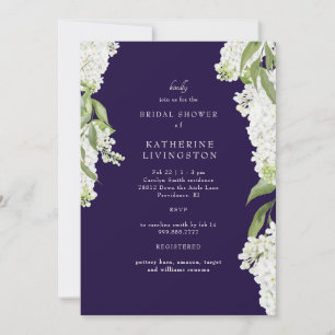 Invitación Elegante ducha nupcial de la marina Hydrangea blan
