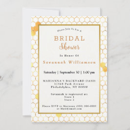 Invitación Elegante ducha nupcial de maní de oro blanco