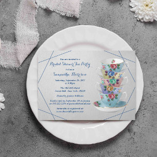 Invitación Elegante ducha nupcial de teacups