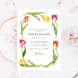 Invitación Elegante ducha nupcial de tulipán de flor de prima