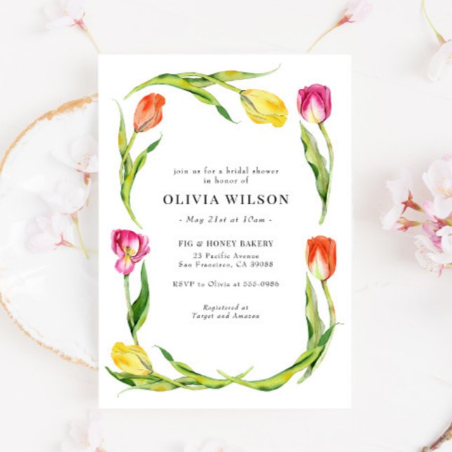 Invitación Elegante ducha nupcial de tulipán de flor de prima (Subido por el creador)