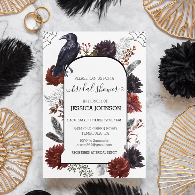 Invitación Elegante ducha nupcial floral de Halloween (Subido por el creador)