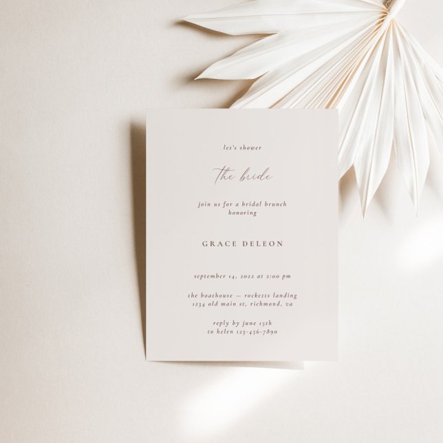 Invitación Elegante ducha nupcial Minimalista de marfil (Subido por el creador)
