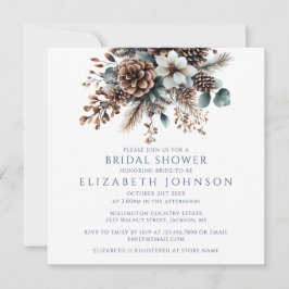 Invitación Elegante ducha nupcial rústica Boho Floral Pinecon