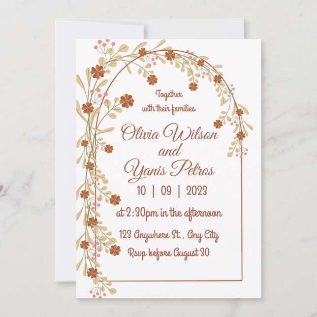 Invitación Elegante ducha nupcial rústica de flores silvestre (Anverso)