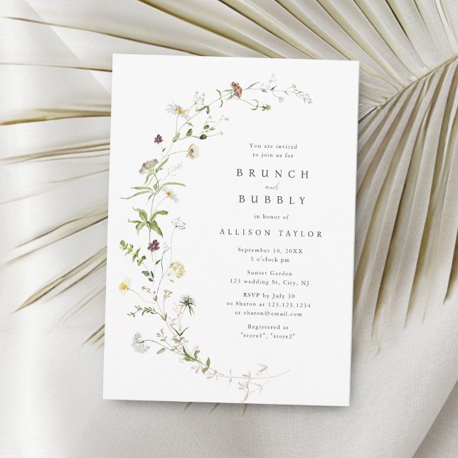 Invitación Elegante ducha nupcial rústica de flores silvestre (Subido por el creador)