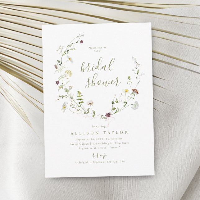 Invitación Elegante ducha nupcial rústica de flores silvestre (Subido por el creador)