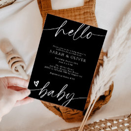 Invitación Elegante Ducha para Bebé con Letra Moderna en Blan