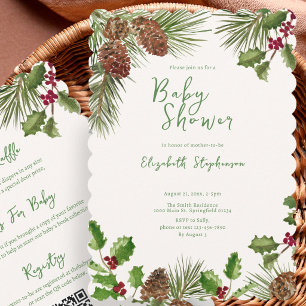 Invitación Elegante ducha para bebé de vegetación invernal a