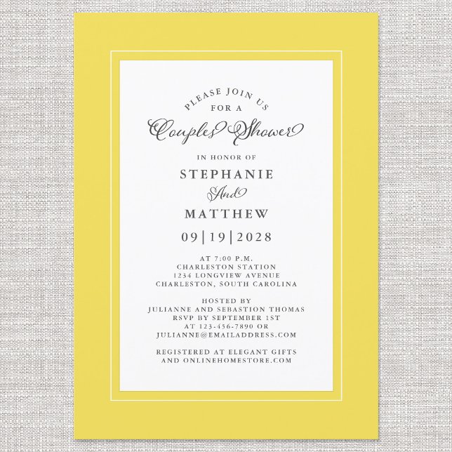 Invitación Elegante Ducha para Novios Amarillo y Blanco (Subido por el creador)