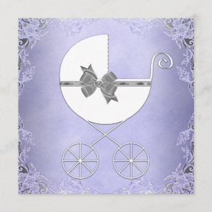 Invitación Elegante ducha Purple and Grey Baby Girl