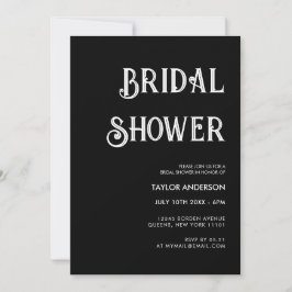 Invitación Elegante ducha retro en blanco y negro de novia