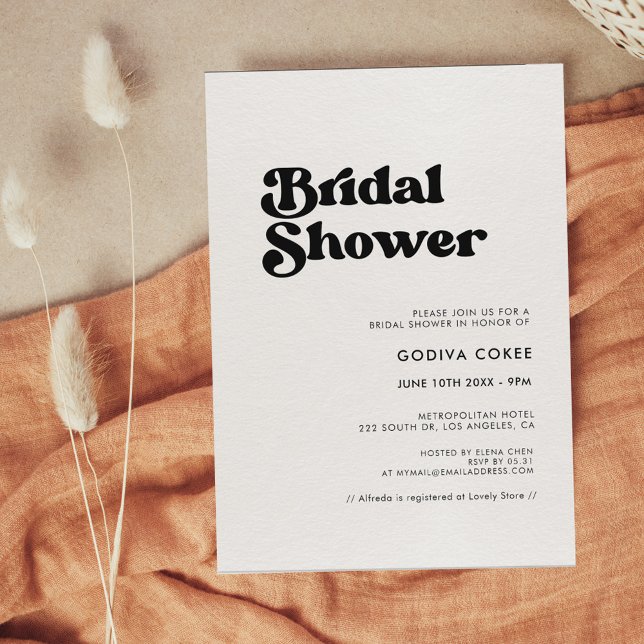 Invitación Elegante ducha retro en blanco y negro de novia (Subido por el creador)