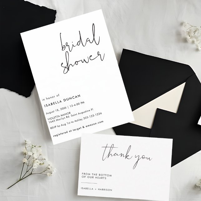 Invitación Elegante ducha retro en blanco y negro de novia (Subido por el creador)
