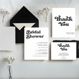 Invitación Elegante ducha retro en blanco y negro de novia In