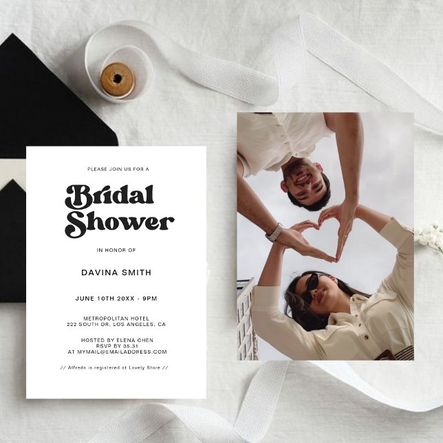 Invitación Elegante ducha retro en blanco y negro de novia In (Subido por el creador)