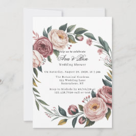 Invitación Elegante ducha Rubor de bodas florales pintadas de
