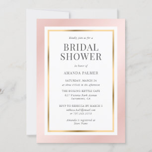 Invitación Elegante ducha Rubor rosa y dorada de novias