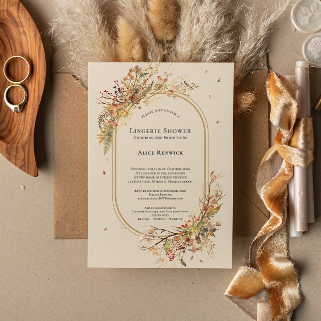 Invitación Elegante ducha rústica de Boda beige  de lencería (Subido por el creador)