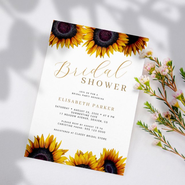 Invitación Elegante ducha rústica de novias de girasol (Subido por el creador)