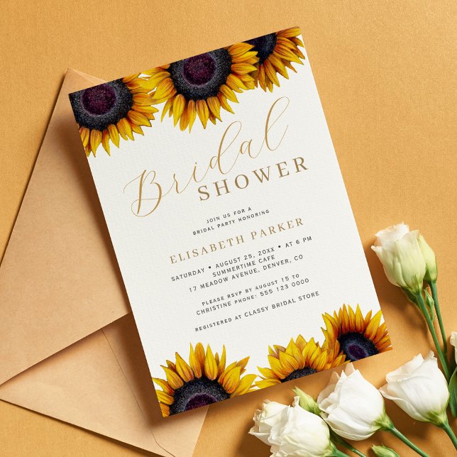 Invitación Elegante ducha rústica de novias de girasol (Subido por el creador)