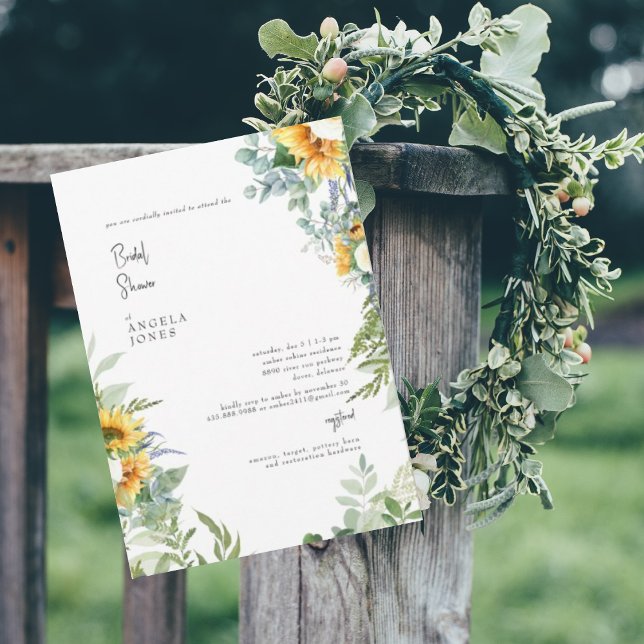 Invitación Elegante ducha tropical botánica de girasol (Subido por el creador)