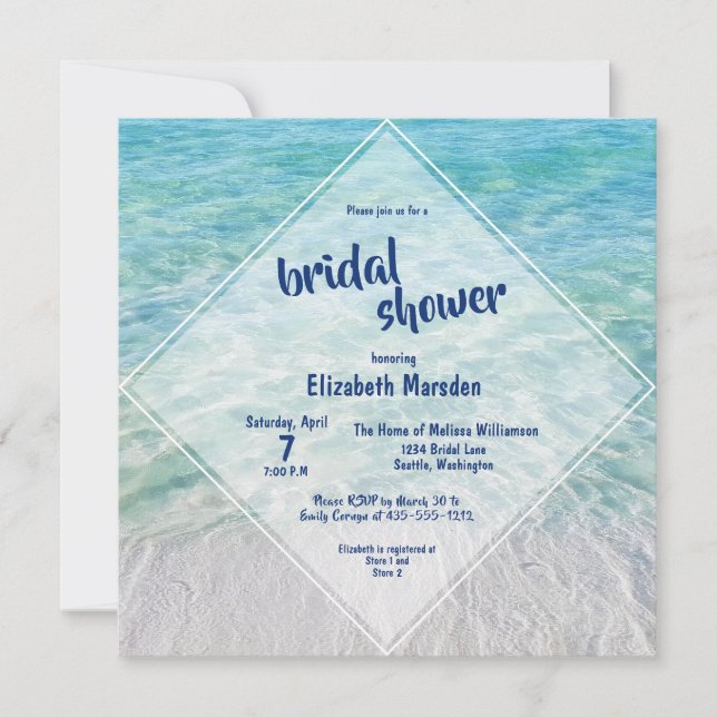 Invitación Elegante ducha tropical tropical de novias en el o (Anverso)