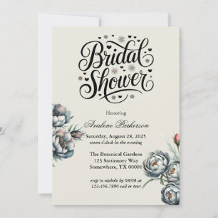 Invitación Elegante ducha verde y gris Bouquet Bridal