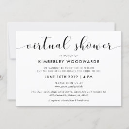 Invitación Elegante ducha virtual en blanco y negro