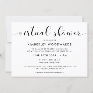 Invitación Elegante ducha virtual en blanco y negro